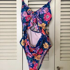 Hurley One Piece Cut Out Ruffle Swimsuit